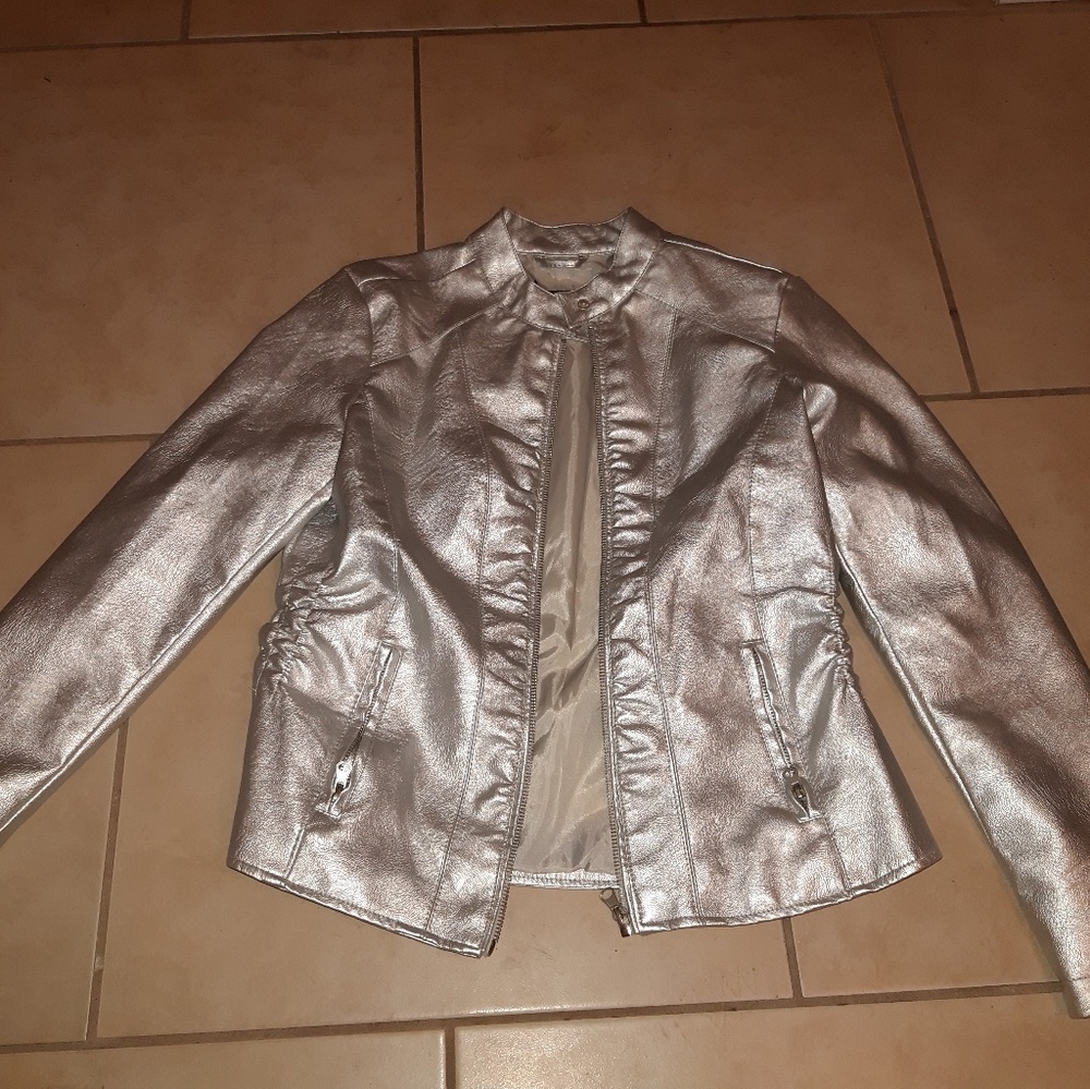 Silver faux leather jacket